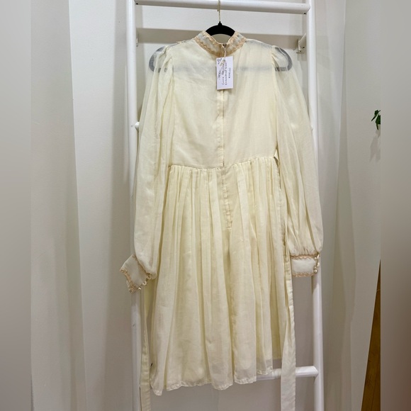1970s Vintage Gunne Sax by Jessica McClintock Cream Balloon Sleeve Dress Size 9 - Picture 5 of 5